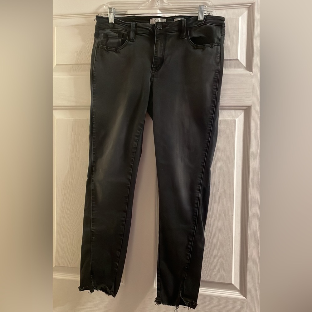 Mid Rise Skinny Jeans with Distressed Ankle by Flying Monkey